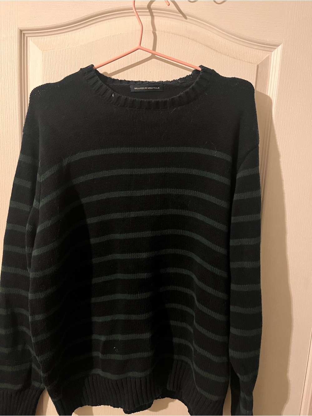 Brandy Melville Navy & Dark Green Striped Sweater